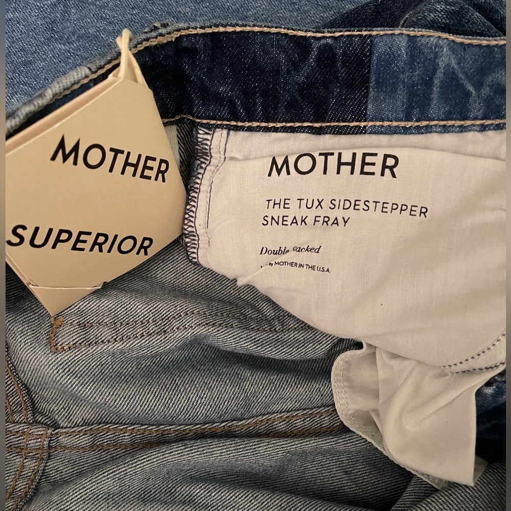 MOTHER Two-Tone Blue Wide Leg Flare Jeans - Picture 12 of 16